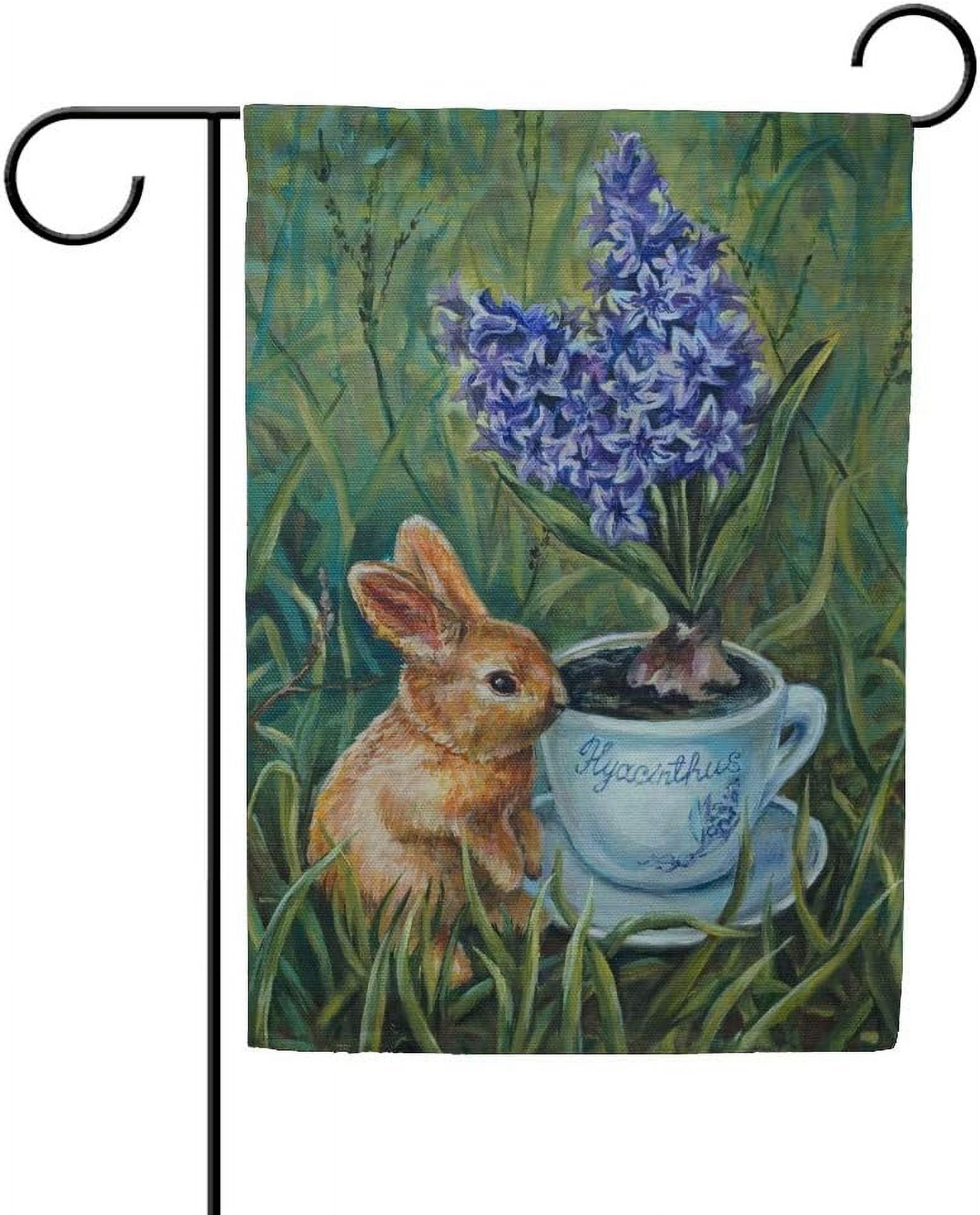 Garden Flag Double Sided Durable Yard Flag, Oil Painting Rabbit Fade ...