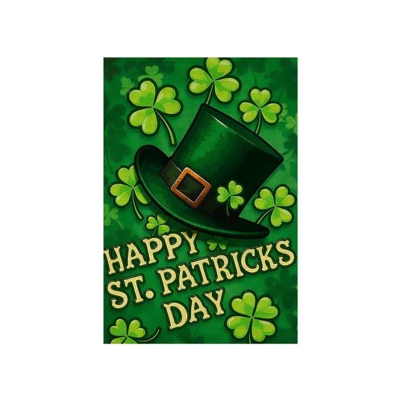A Garden Flag Double Sided Premium Happy Saint Patricks Day Green Decorative Garden Flag Home Decor Weatherproof Double Stitched Yard Flag 18X12 Inches Linen Reversible Design A