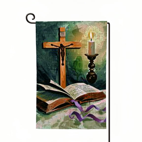 Garden Flag Double Sided, Small Vertical Holy Week Christian Religion Garden Yard Flags for Ash Wednesday Seasonal Outside Outdoor Easter Decoration