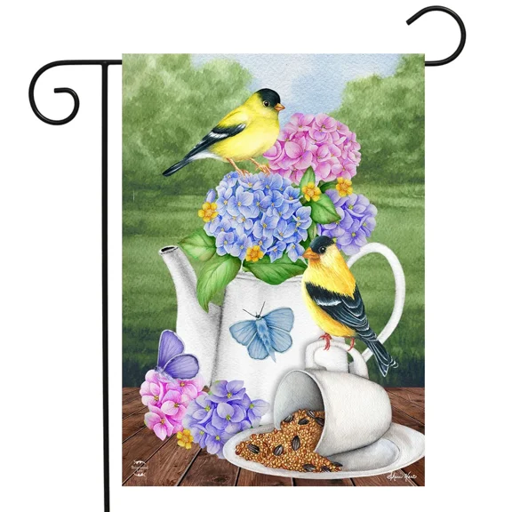 Garden Flag Double Sided Tea Party Theme Outdoor Yard Decor Welcome Home Seasonal Display Weather Resistant Decorative Flag for Spring Summer