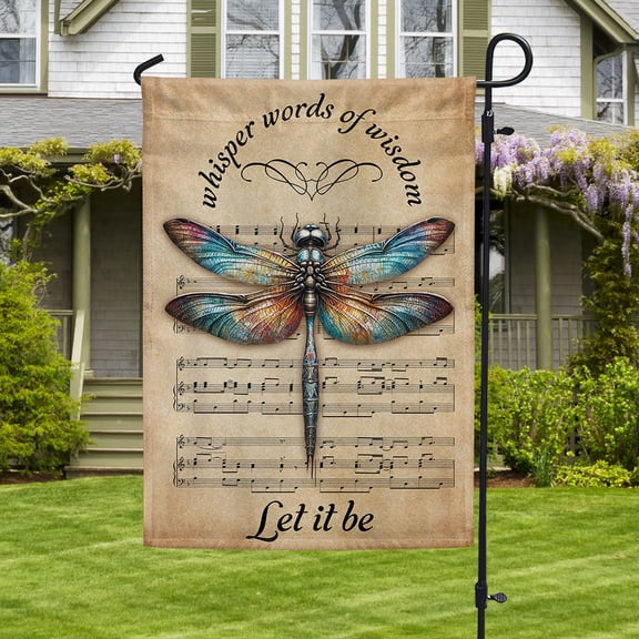 Garden Flag Dragonfly Whisper Words Of Wisdom Let It Be, Inspirational, 12x18 POLE NOT INCLUDED