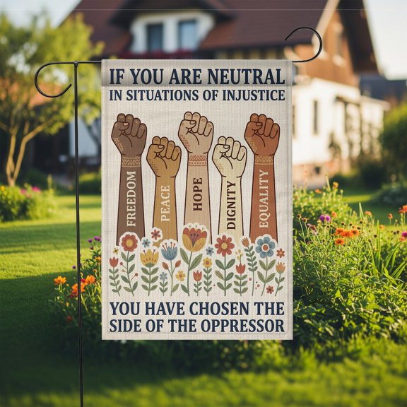 Garden Flag Equality Feminist Message Red White Blue Human Rights Outdoor Decor, 12x18 POLE NOT INCLUDED