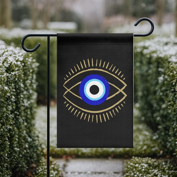 Garden Flag Evil Eye Mystical Boho Protection Symbol Witchy Outdoor Decor, 12x18 POLE NOT INCLUDED