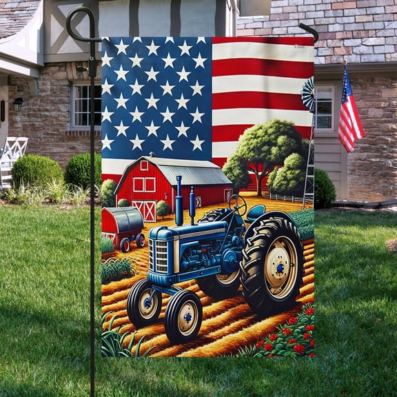 Garden Flag Farm Tractor Farm Life On American, Rural Pride, 12x18 POLE NOT INCLUDED