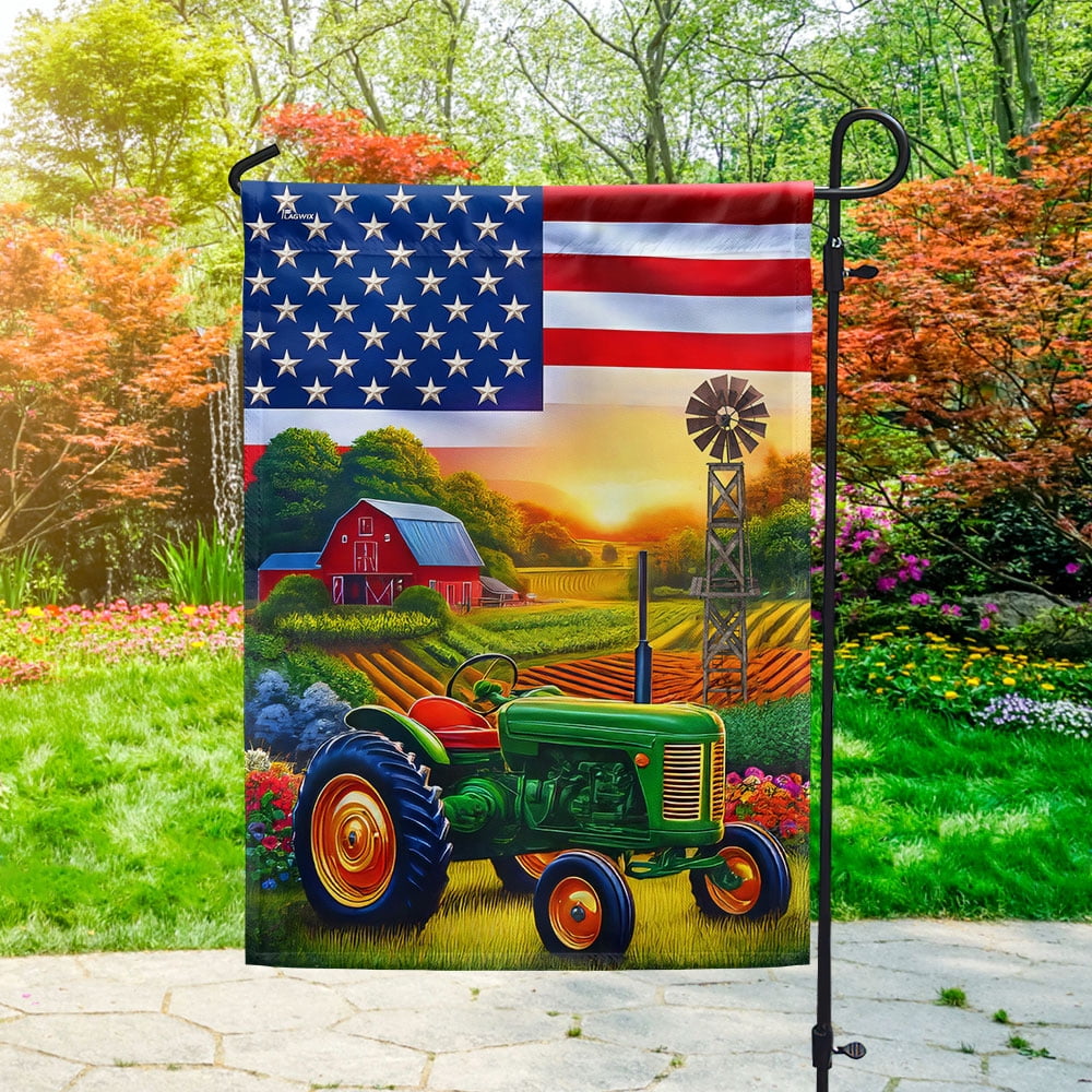 Garden Flag Farm Tractor On American, Rural Lifestyle, 12x18 POLE NOT INCLUDED