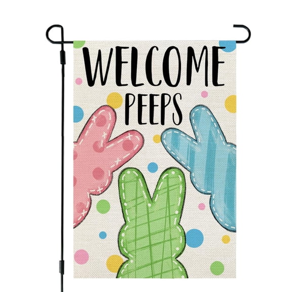 Garden Flag Flag Double-SidedWelcome Peeps Outdoor Holiday Decor for Spring (Colorful), 12x18 POLE NOT INCLUDED