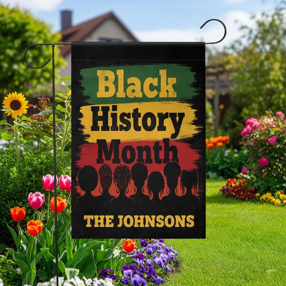 Garden Flag Flag Personalized Family Name Afro Silhouette Outdoor Decor V247, 12x18 POLE NOT INCLUDED