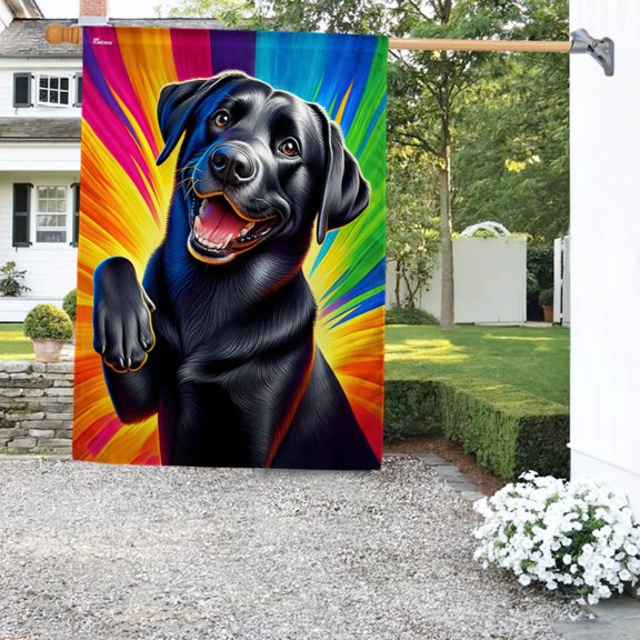 Garden Flag Funny Black Labrador Dog, Humorous Pet, 12x18 POLE NOT INCLUDED