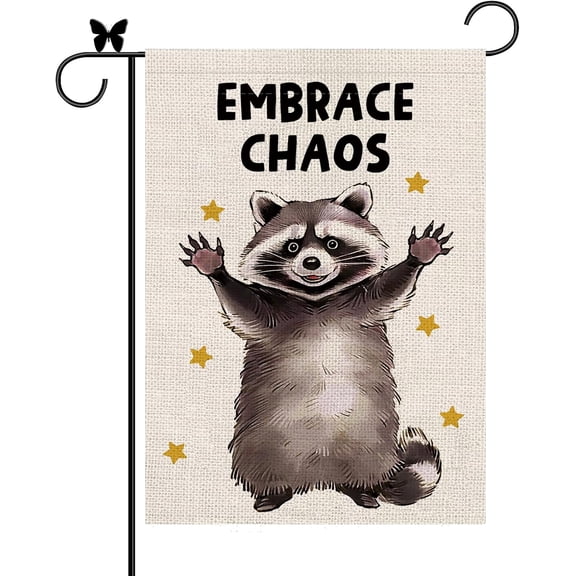 Garden Flag Funny Raccoon Vertical Burlap Double Sided Outdoor Decor Yard Lawn Home Decoration 12.5 x 18 Inch