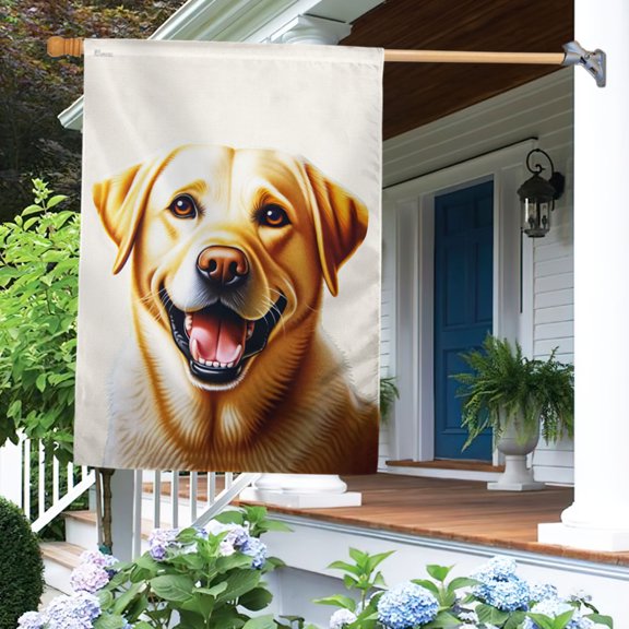 Garden Flag Funny Yellow Labrador Dog, Humorous Pet, 12x18 POLE NOT INCLUDED