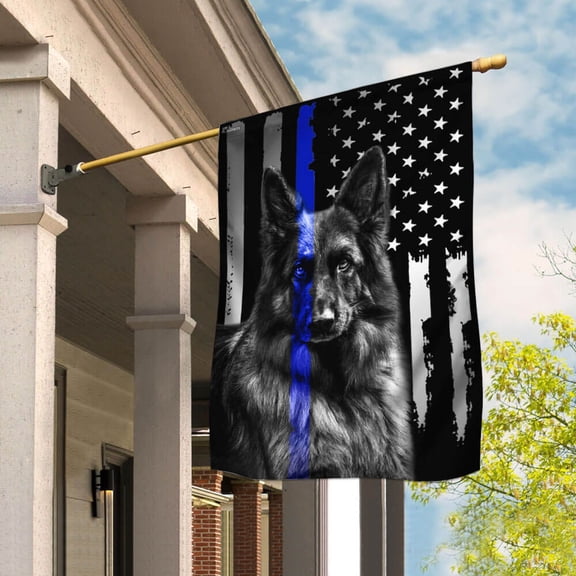Garden Flag German Shepherd Police Dog Thin Blue Line K-9, Police Support, 12x18 POLE NOT INCLUDED