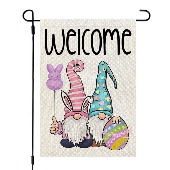 Garden Flag Gnomes Welcome Flag, Holiday Outdoor Decoration Flag, 12x18 POLE NOT INCLUDED