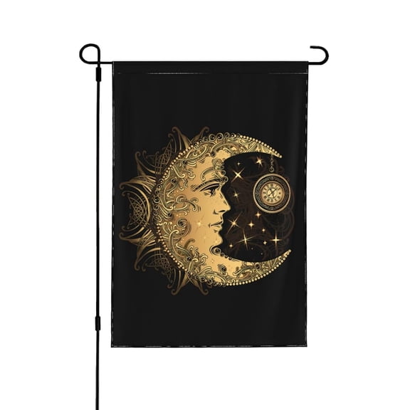 Garden Flag Golden Moon Sun Flag Outdoor Seasonal Farmhouse Decoration, 12x18 POLE NOT INCLUDED
