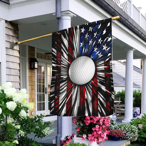 Garden Flag Golf Ball On American, Sports, 12x18 POLE NOT INCLUDED