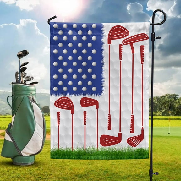 Garden Flag Golf On American, Sports, 12x18 POLE NOT INCLUDED