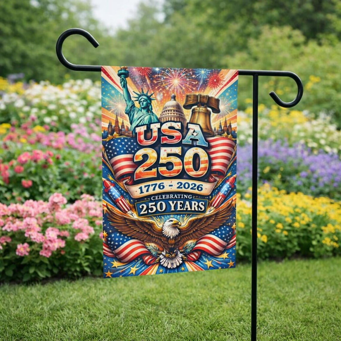 Garden Flag Happy 250th Birthday United States 250th USA Anniversary V733, 12x18 POLE NOT INCLUDED