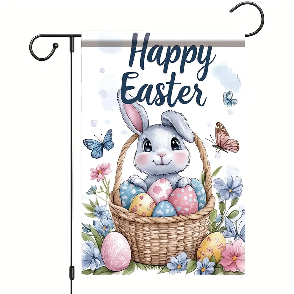Garden Flag Happy Bunny Rabbit Carrot Flag, Spring Seasonal Holiday ...