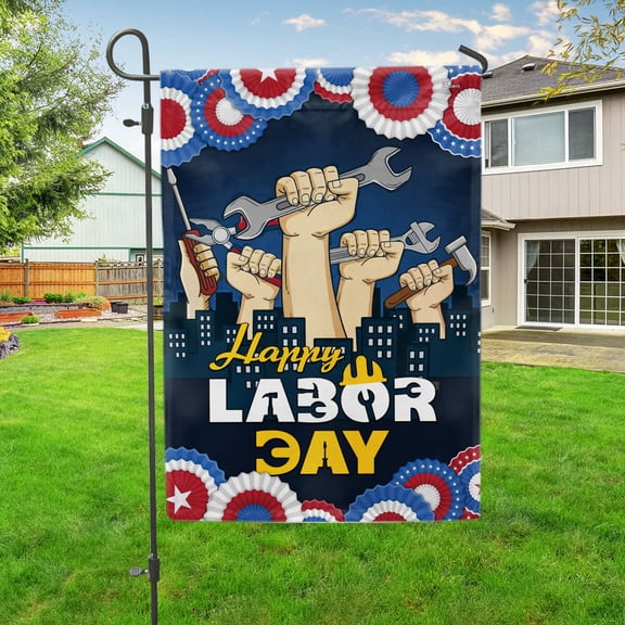Garden Flag Happy Labor Day On American, Patriotic, 12x18 POLE NOT INCLUDED