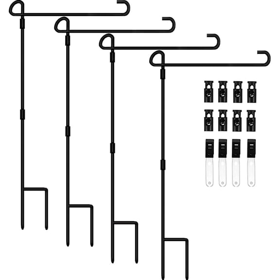 Garden Flag Holder Stand-4 Pack Garden Flag Pole 13.5" Width Premium Lawn Flag Pole Holder with Anti-Wind Clip for Outdoor Garden Lawn
