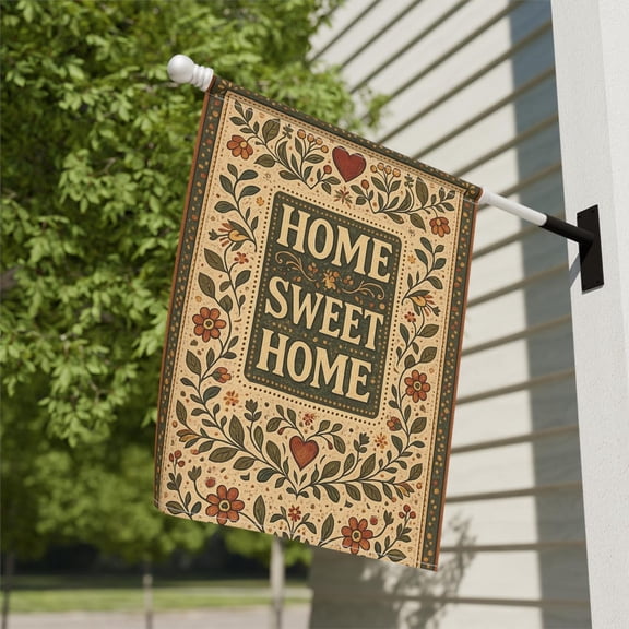 Garden Flag Home Sweet Home Folk Floral Design V59, 12x18 POLE NOT INCLUDED