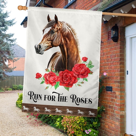 Garden Flag Horse Racing In The US Kentucky Derby, Equestrian Sports, 12x18 POLE NOT INCLUDED