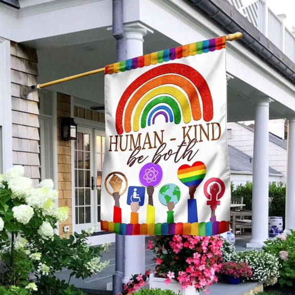 Garden Flag Human - Kind Be Both - LGBT Pride, Equality, 12x18 POLE NOT INCLUDED