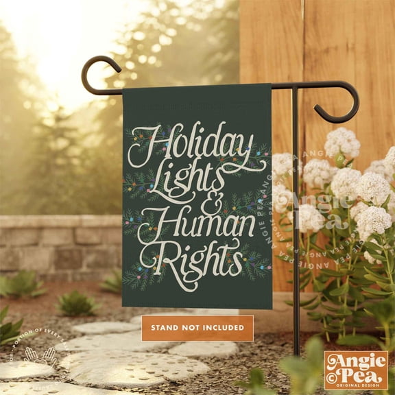 Garden Flag Human Rights Flag Holiday Lights Themed with Kindness for Winter, 12x18 POLE NOT INCLUDED