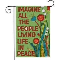 Garden Flag Imagine All the People Living Life in Peace Spring Summer Autumn Flag Double Sided Polyester Vertical Garden Yard Flags Outside Decor Outdoor House 12 x 18 Inch