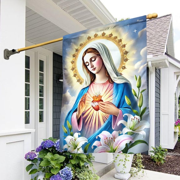 Garden Flag Immaculate Conception Virgin Mary Blessed Virgin Mary, Catholic, 12x18 POLE NOT INCLUDED