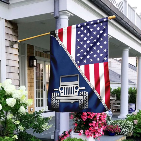 Garden Flag Jeep On American, Off-Road Patriotic, 12x18 POLE NOT INCLUDED