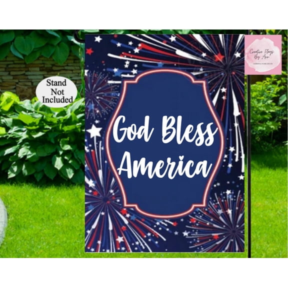 Garden Flag July 4th Vinyl Durable Summer Seasonal Porch Display, 12x18 POLE NOT INCLUDED