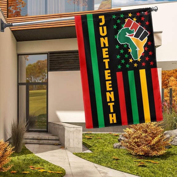Garden Flag Juneteenth African Fist On American, Freedom Day, 12x18 POLE NOT INCLUDED