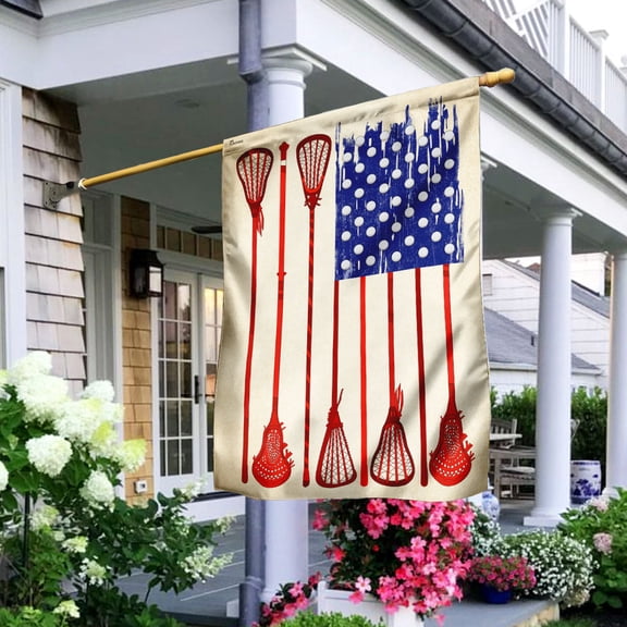 Garden Flag Lacrosse On American, Athletics, 12x18 POLE NOT INCLUDED