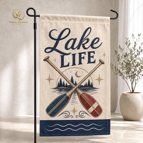 Garden Flag Lake Life Rustic Polyester Yard Porch Decor for Lake House