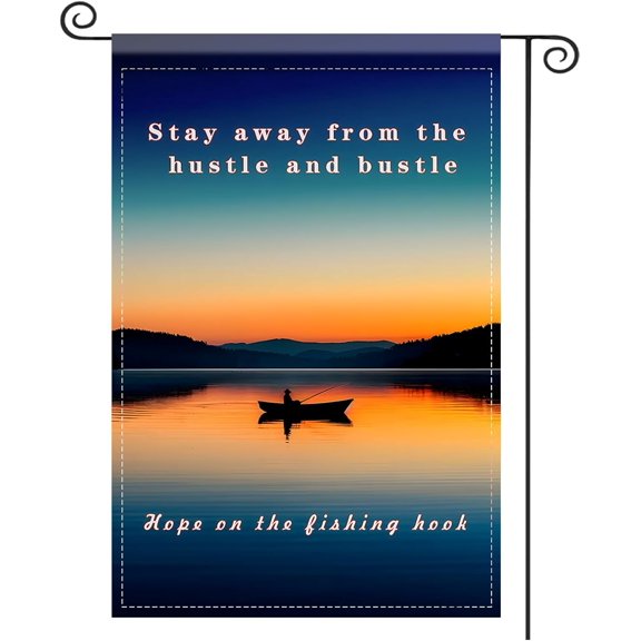 Garden Flag Lake Quote Design - Polyester, 12x18 Inches Garden flags for outside with calm-themed print; fits lakeside spaces, lawn, outdoor relaxation areas