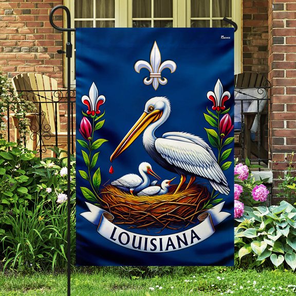 Garden Flag Louisiana State Brown Pelican Bird, State Symbol, 12x18 POLE NOT INCLUDED