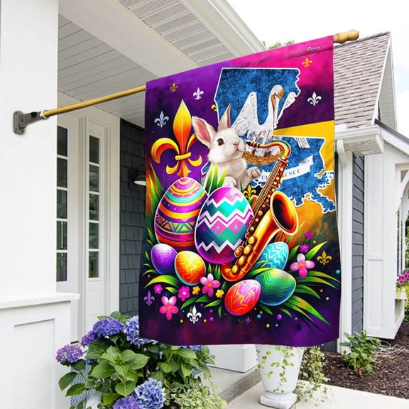 Garden Flag Louisiana State Easter Day, Seasonal State, 12x18 POLE NOT INCLUDED