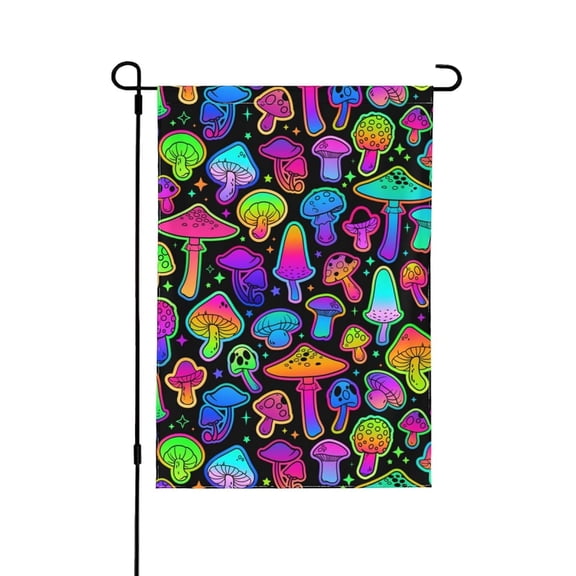 Garden Flag Magic Mushrooms Flag Outdoor Seasonal Farmhouse Decoration, 12x18 POLE NOT INCLUDED
