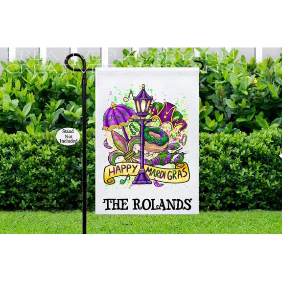 Garden Flag Mardi Gras Flag Fleur de Lis Street Parade Decor V456, 12x18 POLE NOT INCLUDED