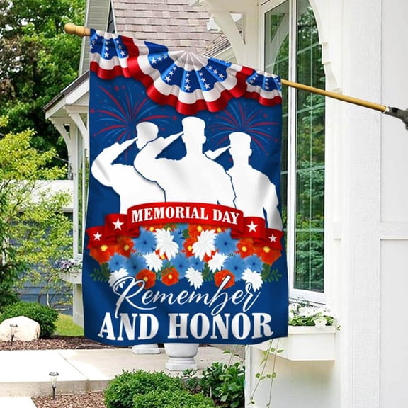 Garden Flag Memorial Day Remember And Honor Thank You Veterans, Military Tribute, 12x18 POLE NOT INCLUDED