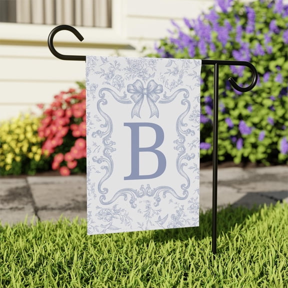 Garden Flag Monogram Flag Chinoiserie Monogrammed Initial Spring Summer Housewarming V99, 12x18 POLE NOT INCLUDED