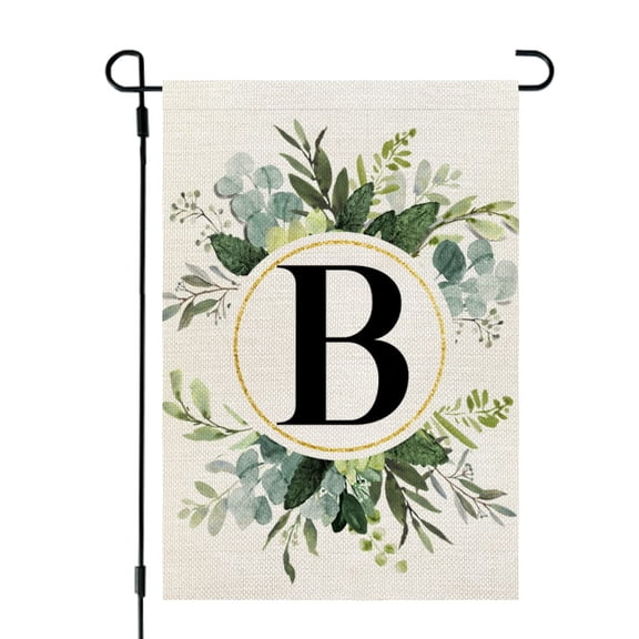 Garden Flag Monogram Letter B Flag Floral Family Initial Outdoor Decor, 12x18 POLE NOT INCLUDED