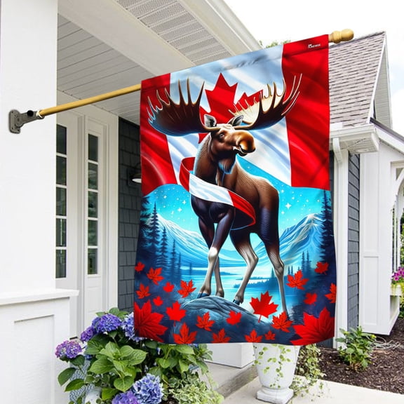 Garden Flag Moose Canadian, National Wildlife, 12x18 POLE NOT INCLUDED