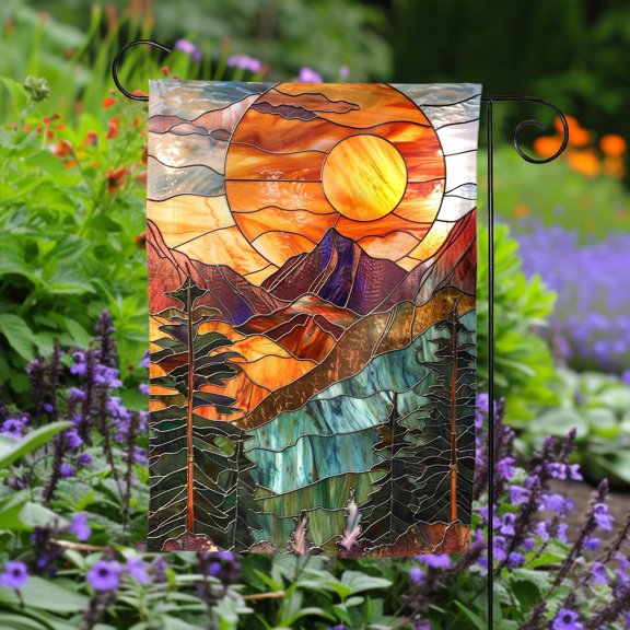 Garden Flag Mountain Mountaine Spring Welcome V279, 12x18 POLE NOT INCLUDED