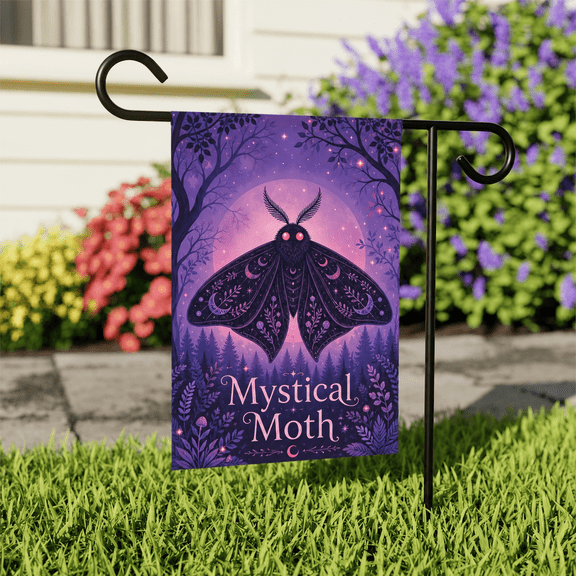 Garden Flag Mystical Moth Outdoor Porch Decor for Halloween Entryway Gothic Decor Lovers