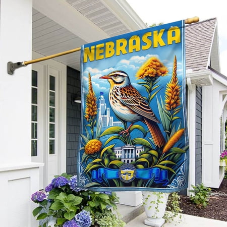 Garden Flag Nebraska Meadowlark Bird, State Wildlife, 12x18 POLE NOT INCLUDED