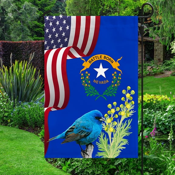 Garden Flag Nevada State Mtn.Bluebird and Sagebrush, Silver State, 12x18 POLE NOT INCLUDED