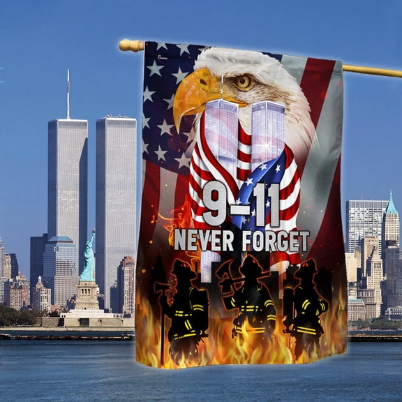 Garden Flag Never Forget Patriot Day 911 Twin Tower Eagle Memorial, Remembrance, 12x18 POLE NOT INCLUDED