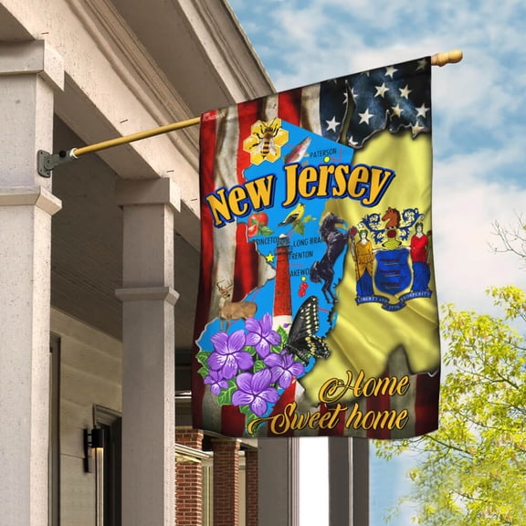 Garden Flag New Jersey Home Sweet Home, Garden State Pride, 12x18 POLE NOT INCLUDED