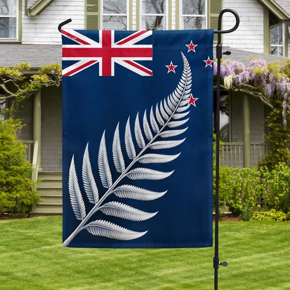 Garden Flag New Zealand Silver Fern, National Identity, 12x18 POLE NOT INCLUDED